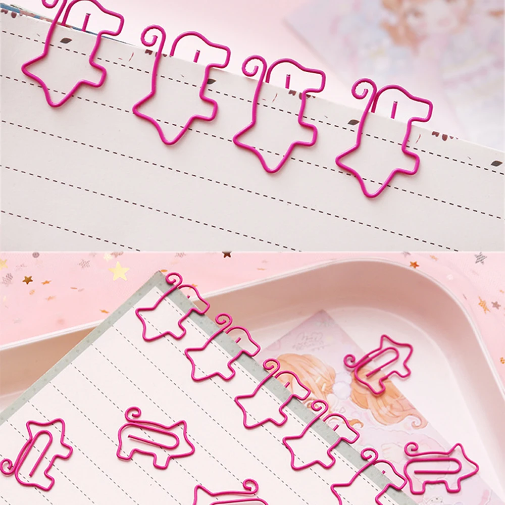 Cute Cartoon Pig Animal Bookmark, Clipe de papel, Hollow Out Metal Binder, Clipes Notas, Carta, Papelaria, Acessórios de escritório