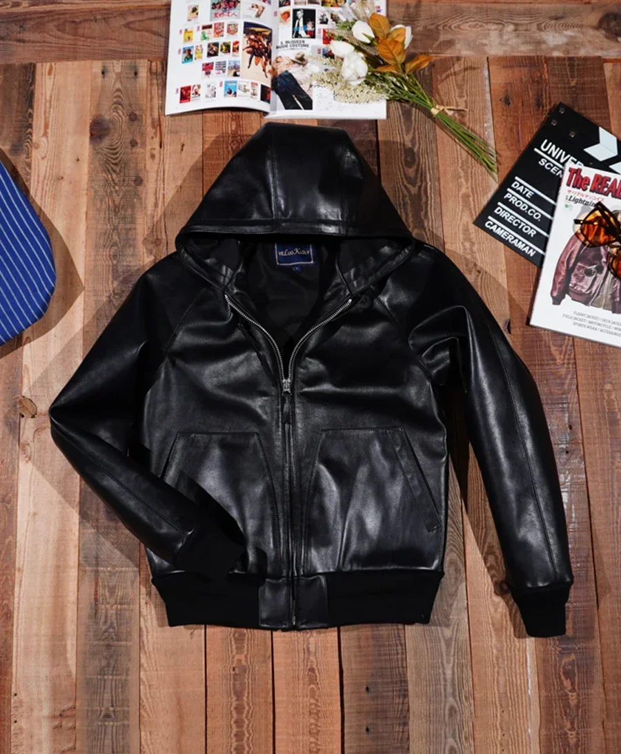 

Tenjin Te*jin W*rks японский растительного дубления, неокрашенный батик, верхний слой, кожаный свитшот из воловьей кожи с капюшоном, кожаная куртка