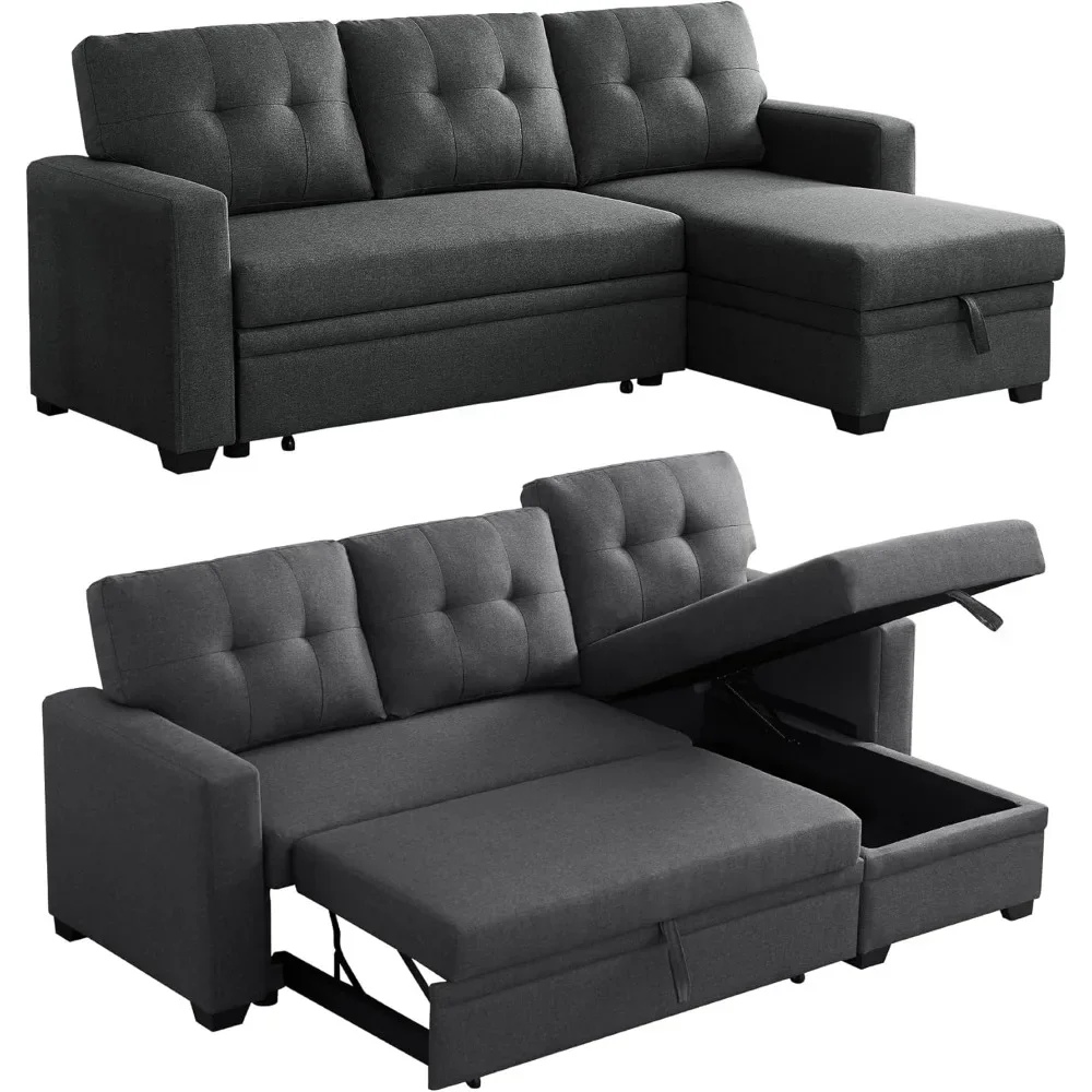 Four in One Convertible Segmented Sofa Living Room Set, L-shaped Comfortable Sofa Living Room Set with Reversible Storage Chairs