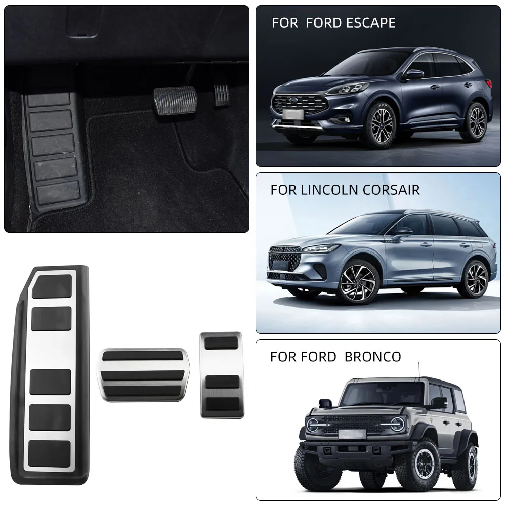 LHD Car Pedal Cover for Escape Maverick Mustang MACH-E 2018-2023 Ford Focus 4 Mk4 2019-2024 for Lincoln Corsair 2020-2022