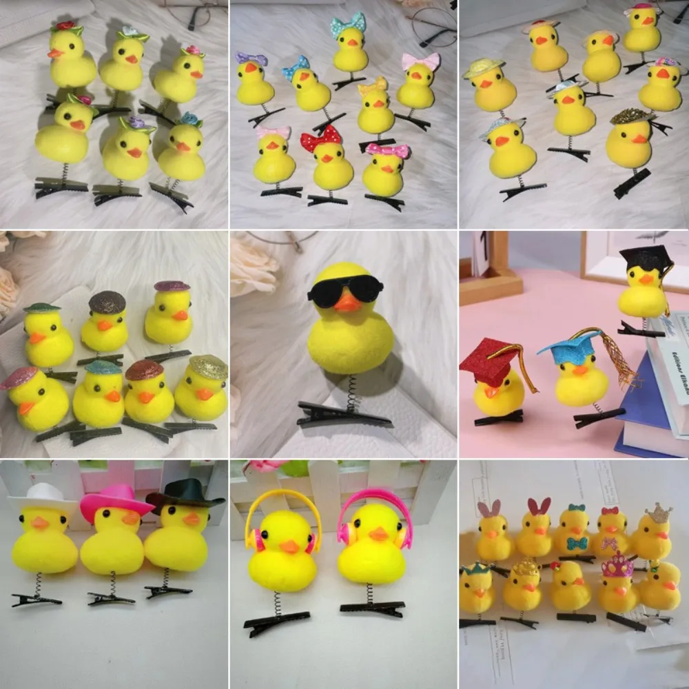 Duckling Shaped Hair Clip Little Yellow Duck Cartoon 3D Cute Korean Hairpin Bowknot Kawaii Hair Styling Tool Children Headwear