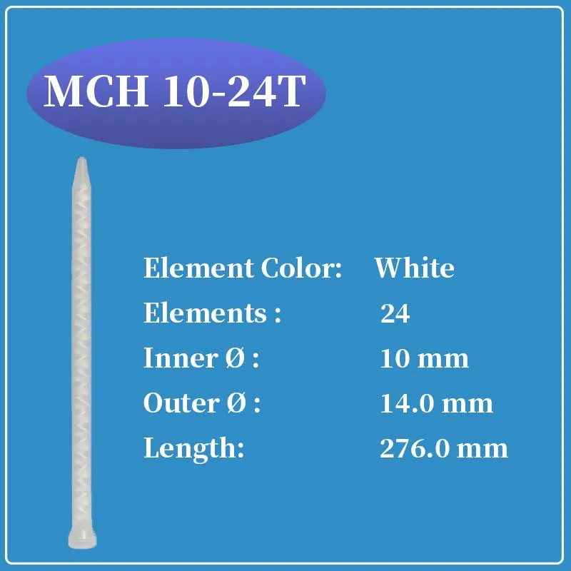 

Смеситель SULZER MIXPAC MCH 10-24T, двухкомпонентная головка для смешивания клея, сопло статического смесителя AB, насадка для смешивания клея, 100 шт.