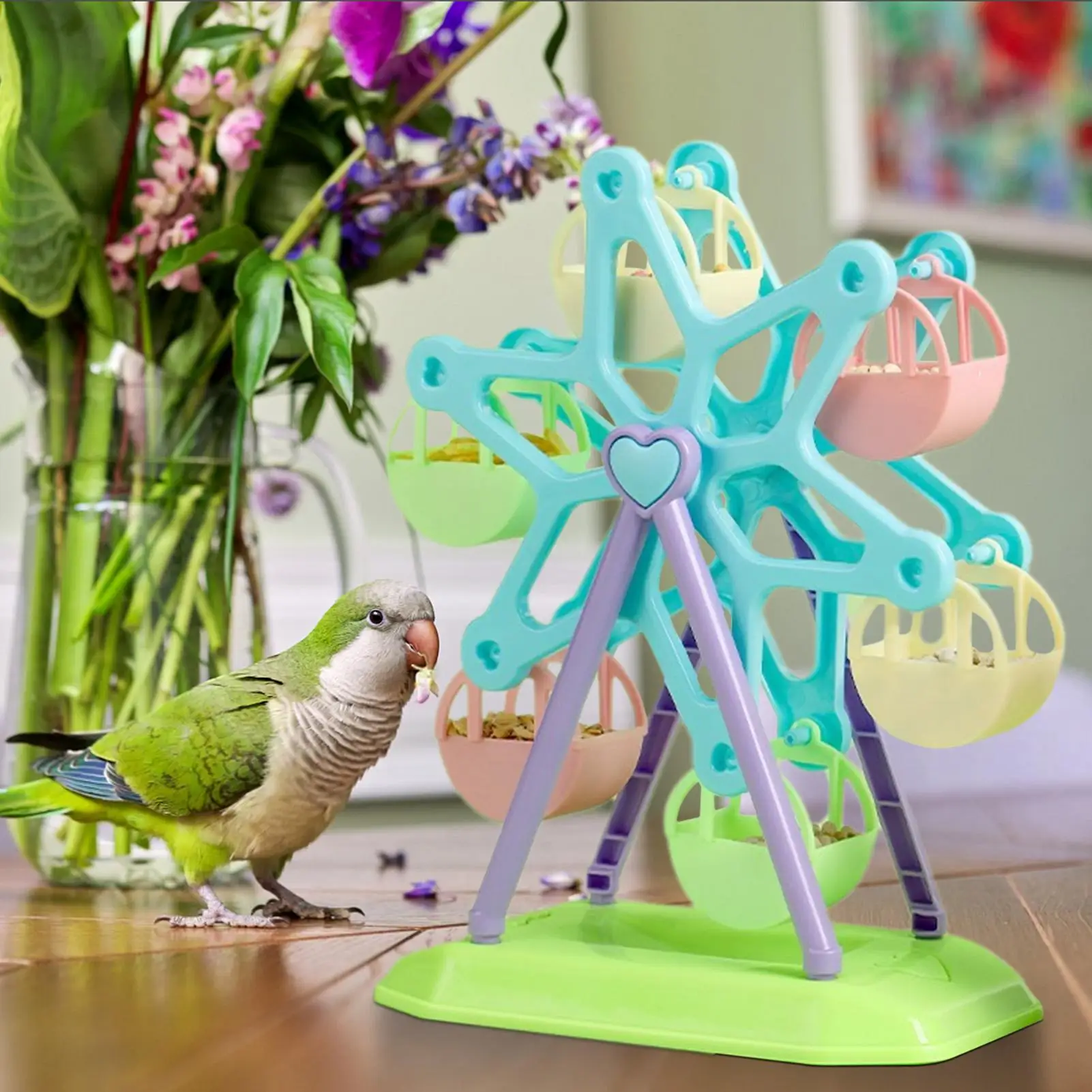 Interactive Bird Feeder Rotating Perch Ferris Wheel Bird Toy Bird Ferris Wheel Snack Box For Brain Game Smaller Birds