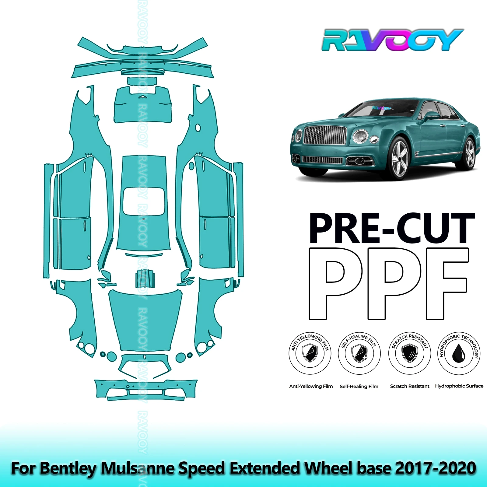 

Full Vehicle Clear Bra Precut PPF Paint Protection Film For Bentley Mulsanne Speed Extended Wheel base 2017-2020