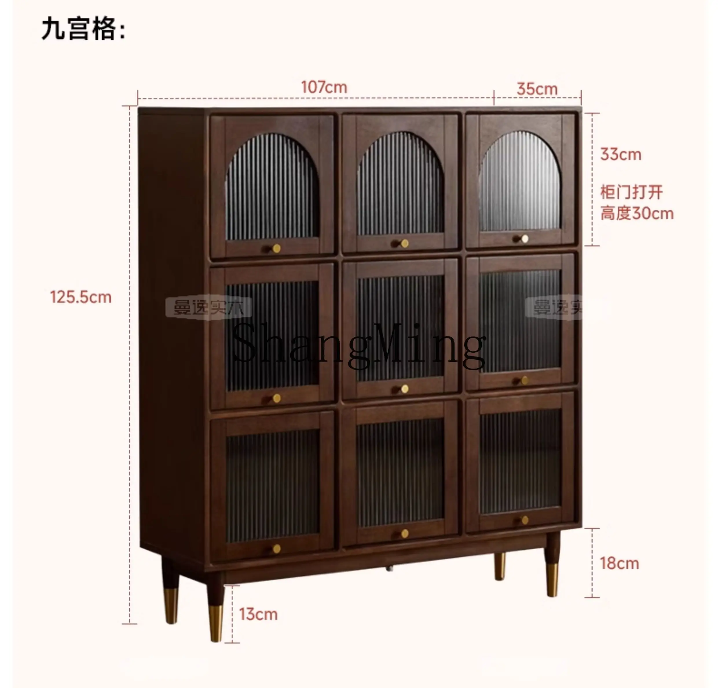 FG good-looking  solid wood bookcase dust-proof glass door low cabinet living room display storage locker