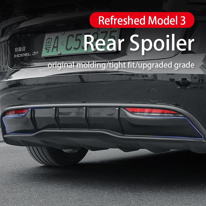 New Durable ABS Car Rear Bumper Chassis Spoiler Lip Protection Diffuser Deflector For Tesla Model 3 Highland 2024 Accessories