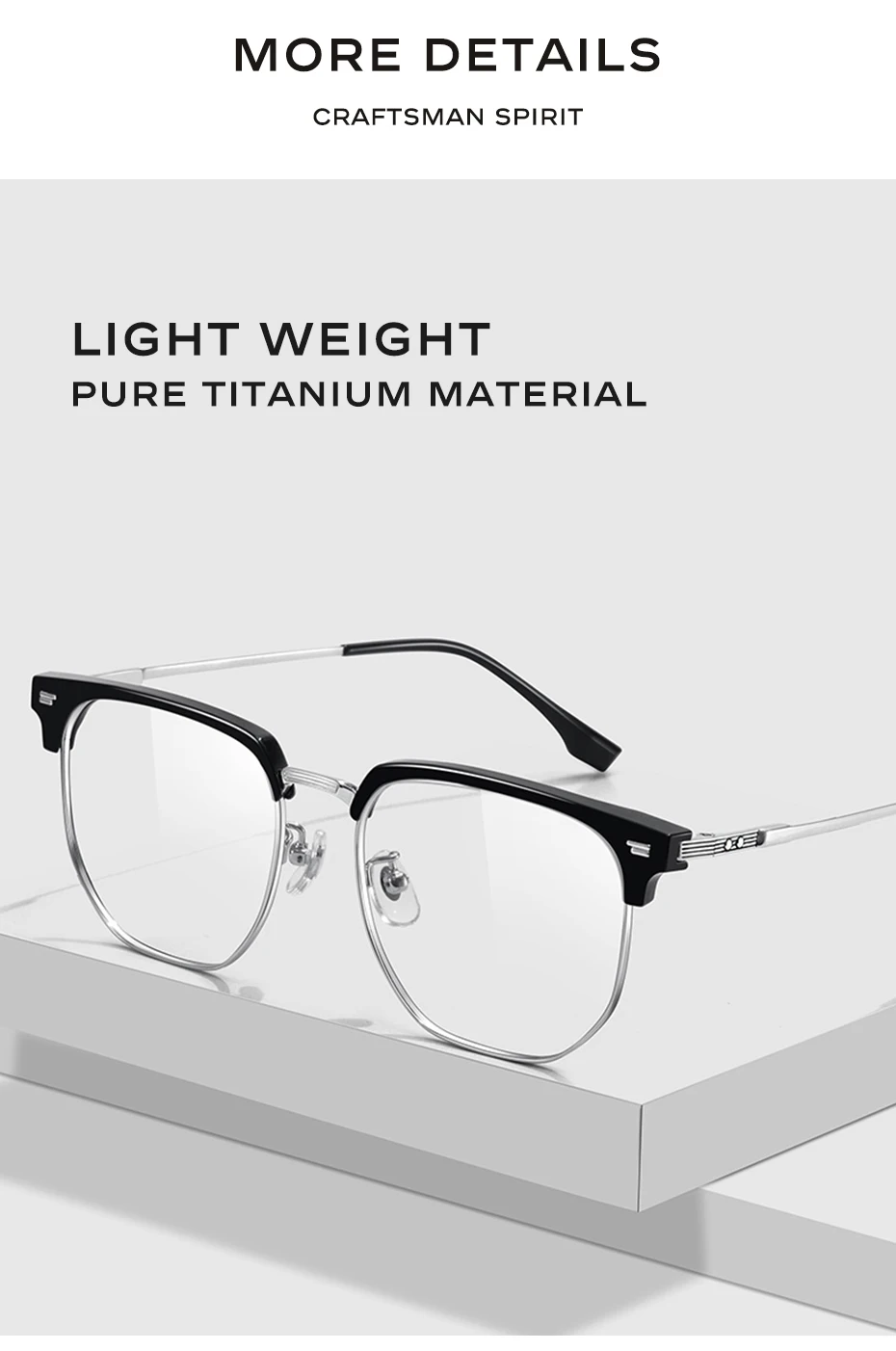 CAPONI 2025 Neue Brille Herrenrahmen Reines Titan Vintage Brillen UV400 Schutz Klassische Markendesignerbrille J23604 – Detail 4