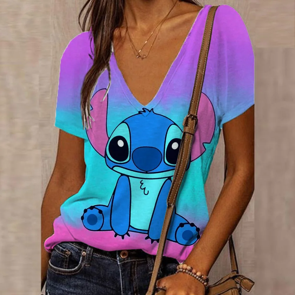 Mode Dames T-Shirt Disney Lilo & Stitch Vrouwelijke Kleding Harajuku Tee Dames T-Shirt Oversized Top Shirts Mickey Vrouwen Clotin