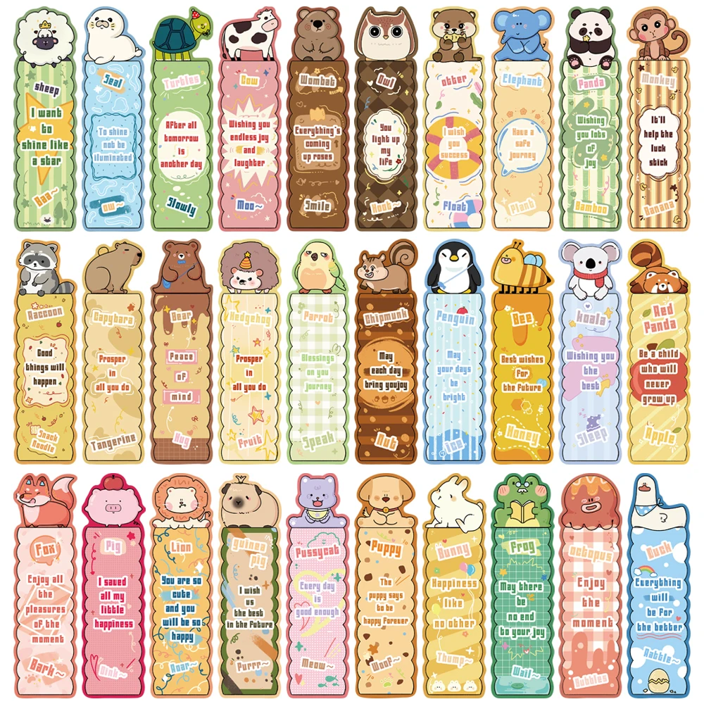 30PCS Tier Sammlung Thema Lesezeichen Wasserdicht Scrapbooking Lesen Geburtstag Buch PVC Karte Telefon Schule Kühlschrank Lesezeichen