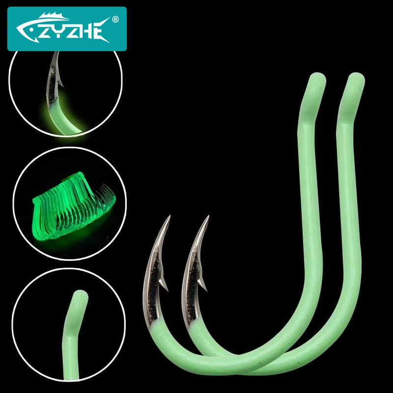 ZYZHE Leuchtende Angelhaken 12~24 Stück/Box Haken Fluoreszierend für Meer- und Süßwasser Nachtangeln-Karpfenhaken Angelzubehör