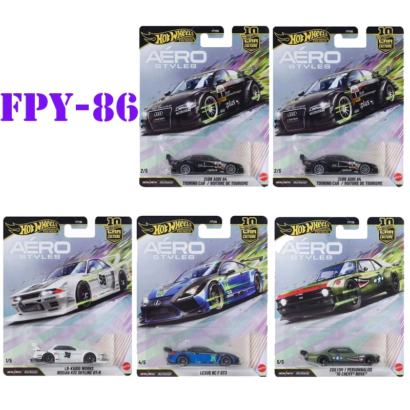 Auténticos coches Hot Wheels Premium Aero Styles Culture Boy Toys, modelos de vehículos de fundición a presión 1/64 personalizados: Chevy Nova, Lexus, Nissan, Audi