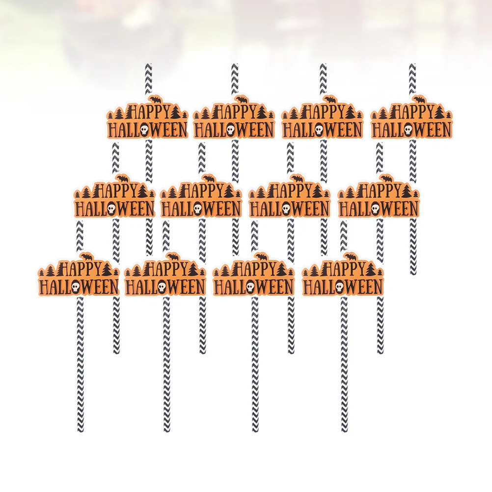 

12Pcs Halloween Paper Drinking Straws Creative Party Decorations for Smoothies Coffee Tea Cocktails Paper Straws