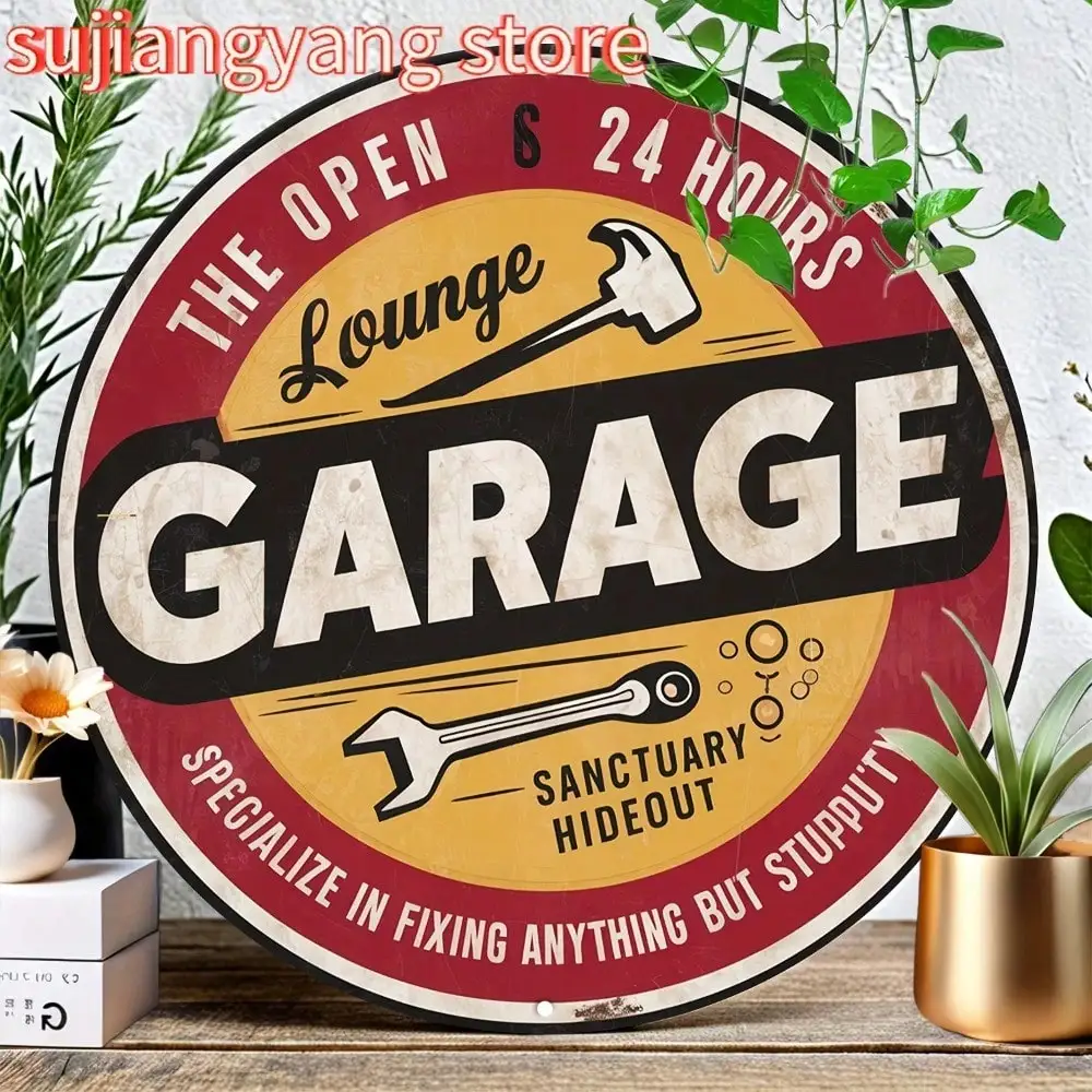 Vintage Retro Metall-Blechschild 8x8 Zoll Garagenwand-Dekoration Männerhöhle Hausbar Café Aluminium-Schild