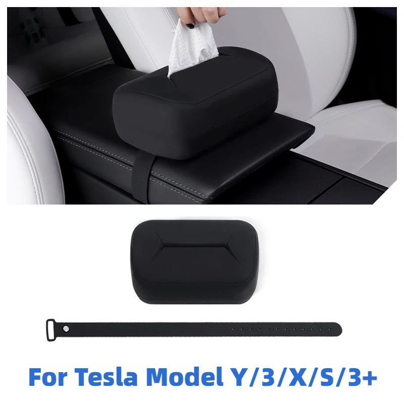 For Tesla Model Y/3/X/S/3+ Car Tissue Box Armrest Tissue Box Hidden Pendant Backrest Paper Bag Organization Interior Accessories