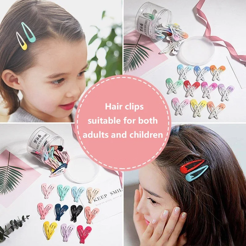 10/20 Bangs Snapping Hair Pin Candy Color Waterdrop Girl Hair Clip Sweet Kids Pinches Bobby Pin Hair Accessories XKBJ01
