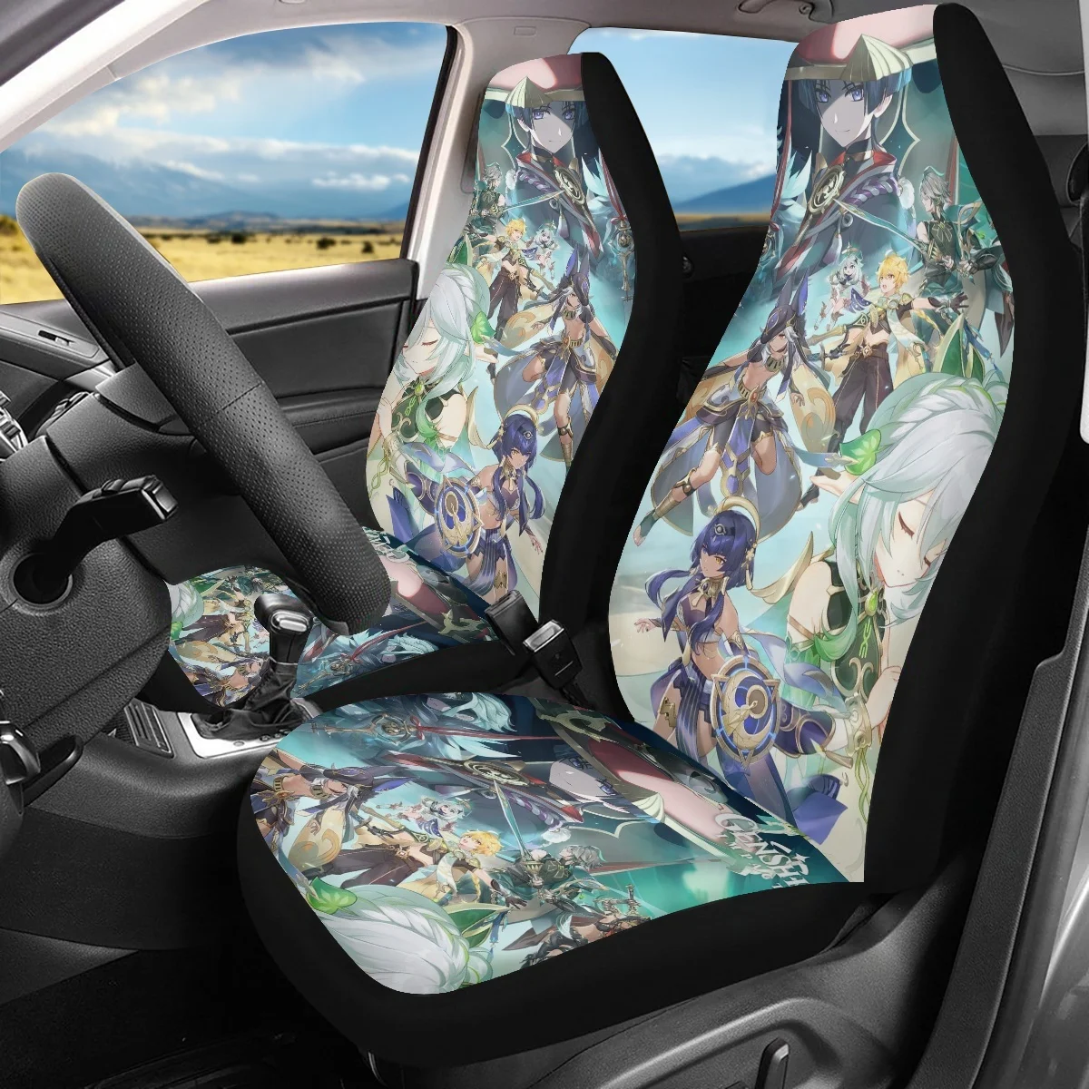 Anime Genshin 3D Pattern Universal Car Accessories Car Seat Cushion Cover Style Comfortable Vehicle Seat Covers Easy to Install