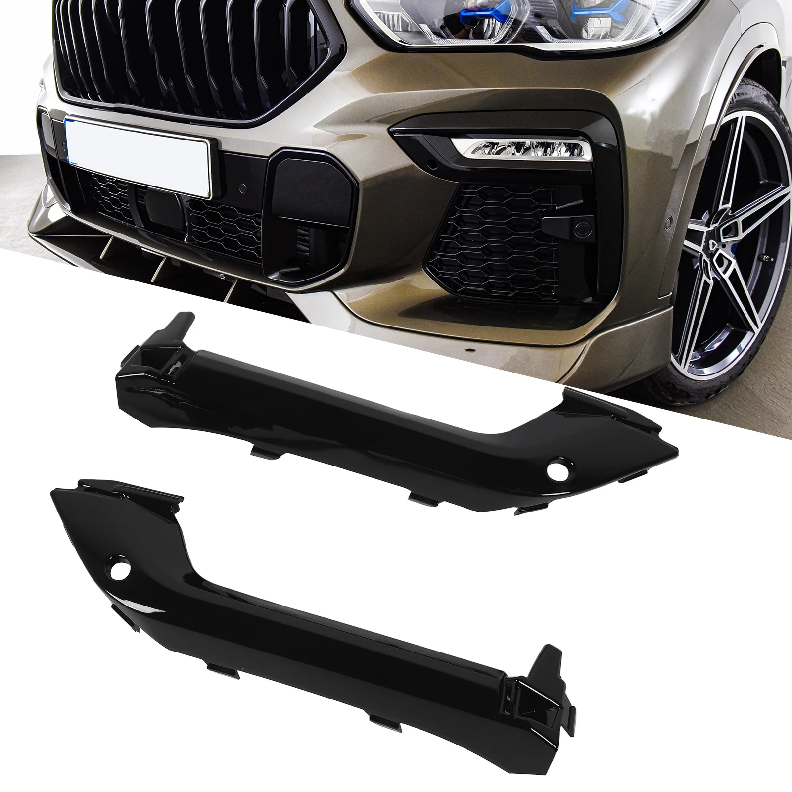 

1 Pair of Fog Light Bezel ABS Gloss Black Fog Lamp Trim For BMW X6 G06 M Sport 2020-2023 OE# 51118092239 51118092240