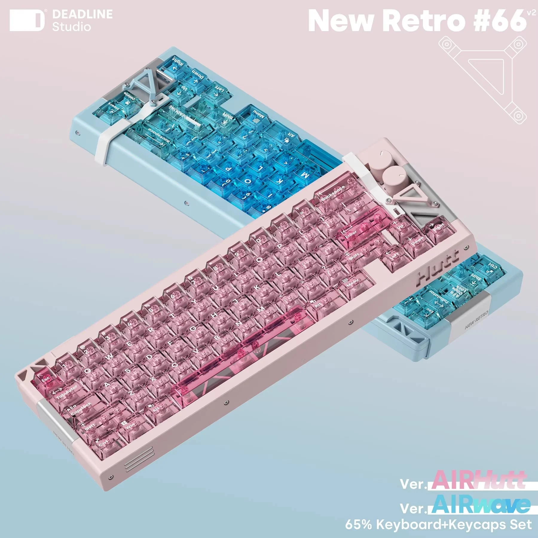 DEADLINE NewRetro#66v2 Ver.Hutt/Wave Mechanical Keyboard Kit New Liner Structure Electrostatic Coating Mechanical Keyboard Set