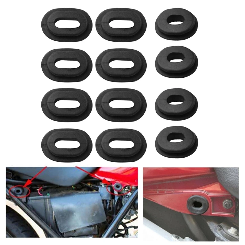 12Pcs Motorcycle Side Cover Rubber Grommets Gasket Fairings Washer Spacer For CG125 CB100 550K 550F 750F CB125S XL 100 125 SL