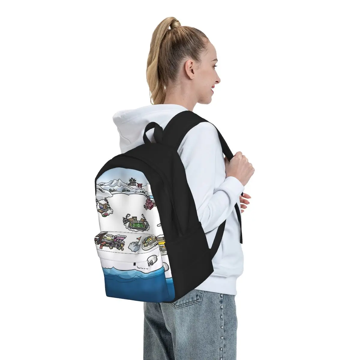 Club Penguin M Backpack Student BookBag Children School Bag Computer Shoulder Bags for Boys Girls