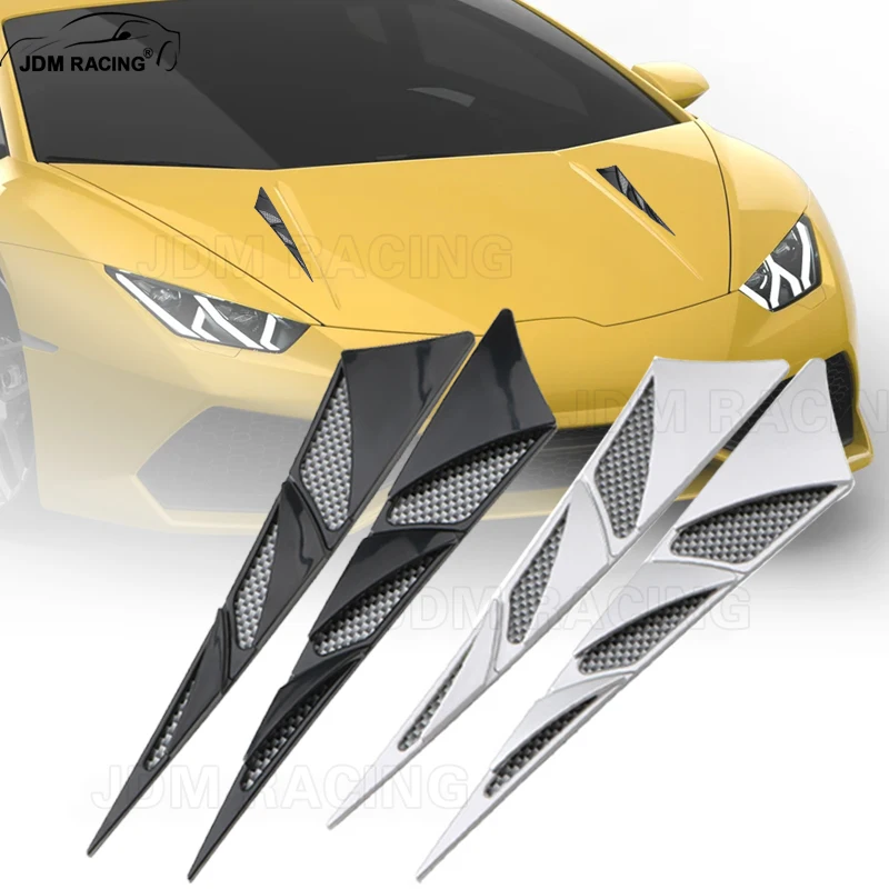 

2pcs Fashion Universal Car Hood Vent Air Side Flow Intake Auto Exterior Hood Side Door Decorative Cover Trim ABS Sticker