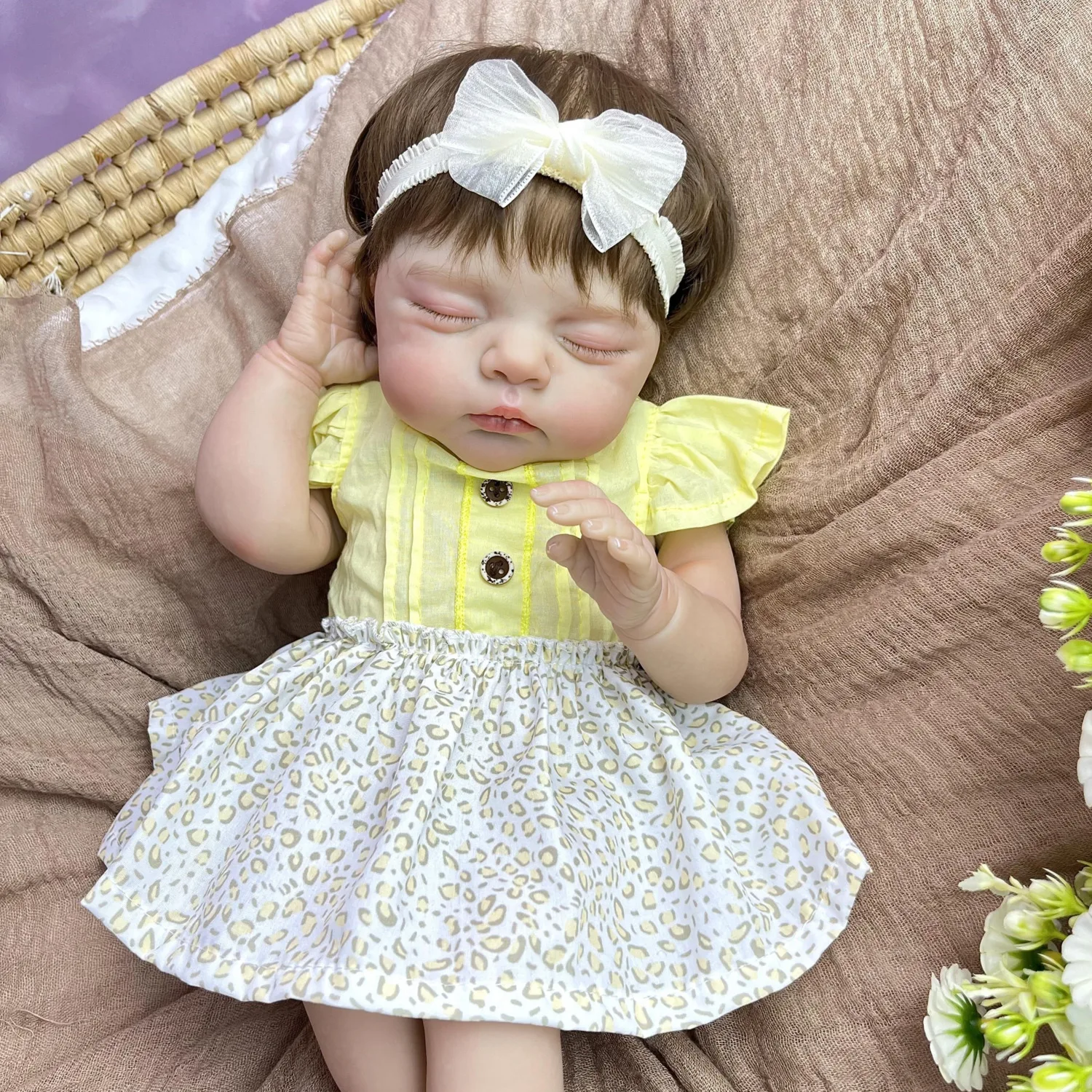 BZDOLL 48CM 19INCH 3D-Paint With Visible Veins Lovely Reborn Baby Doll Toy with Cloth Body Lifelike Handmade Birthday Gift Dolls