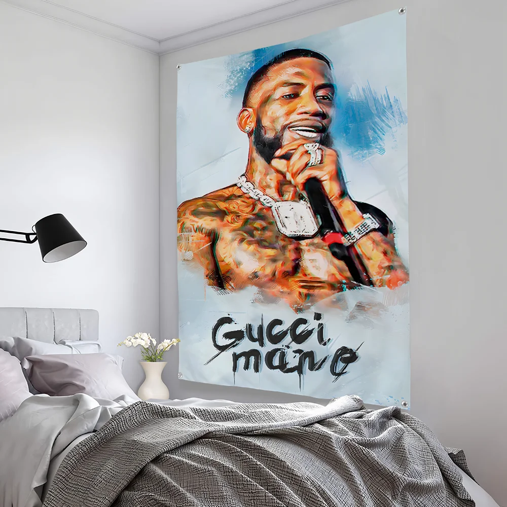 

G-Gucci M-Manes Rapper Art Flag Bedroom Living Bar Garden Outdoor Microfiber Festival Decoration Background Art Banner