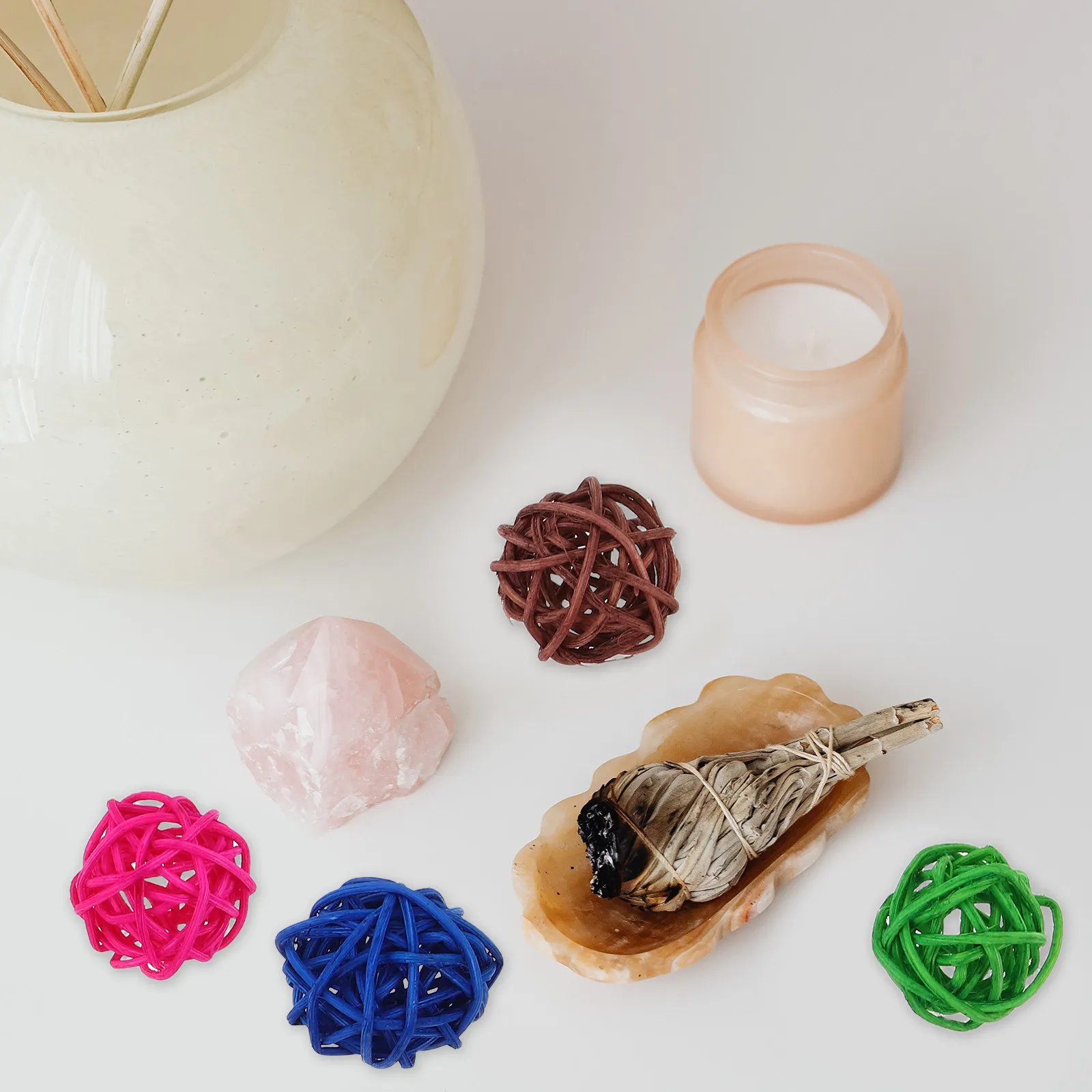 65Pcs Aromatherapy Wicker Rattan Decorative Balls Rustic Vase Fillers Home Wedding Party Centerpiece Bowls Decorative Balls