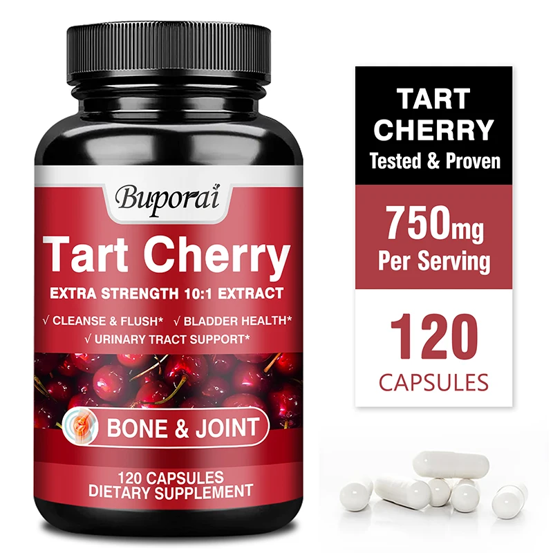 

Tart Cherry Capsules - For Sleep, Antioxidant, Muscle Recovery, Joint Health, Uric Acid Cleansing, Promotes Urinary Tract Health