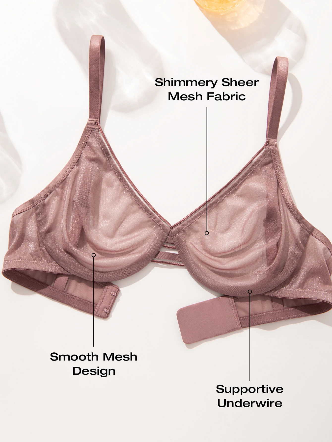 Wingslove Women\'s Sexy Mesh Sheer Transparent Bra Demi Underwire Lingerie See-through Flattering Underwear black/Champagne/pink