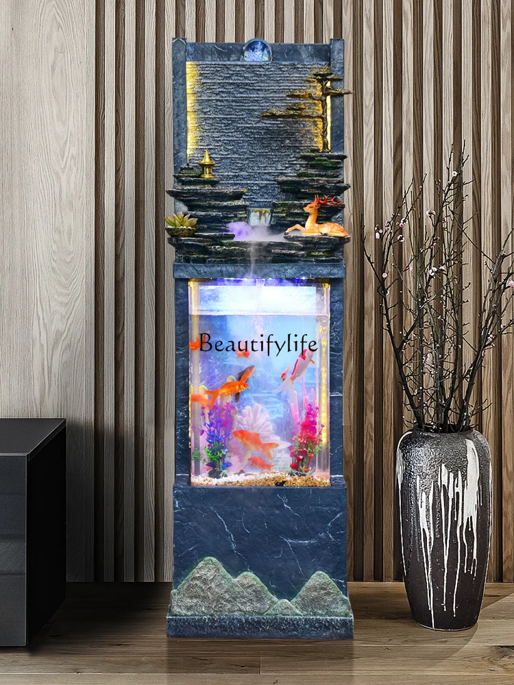

Living Room Decoration Floor Home Fortune Fountain Circulating Water Fish Farming Indoor Landscape