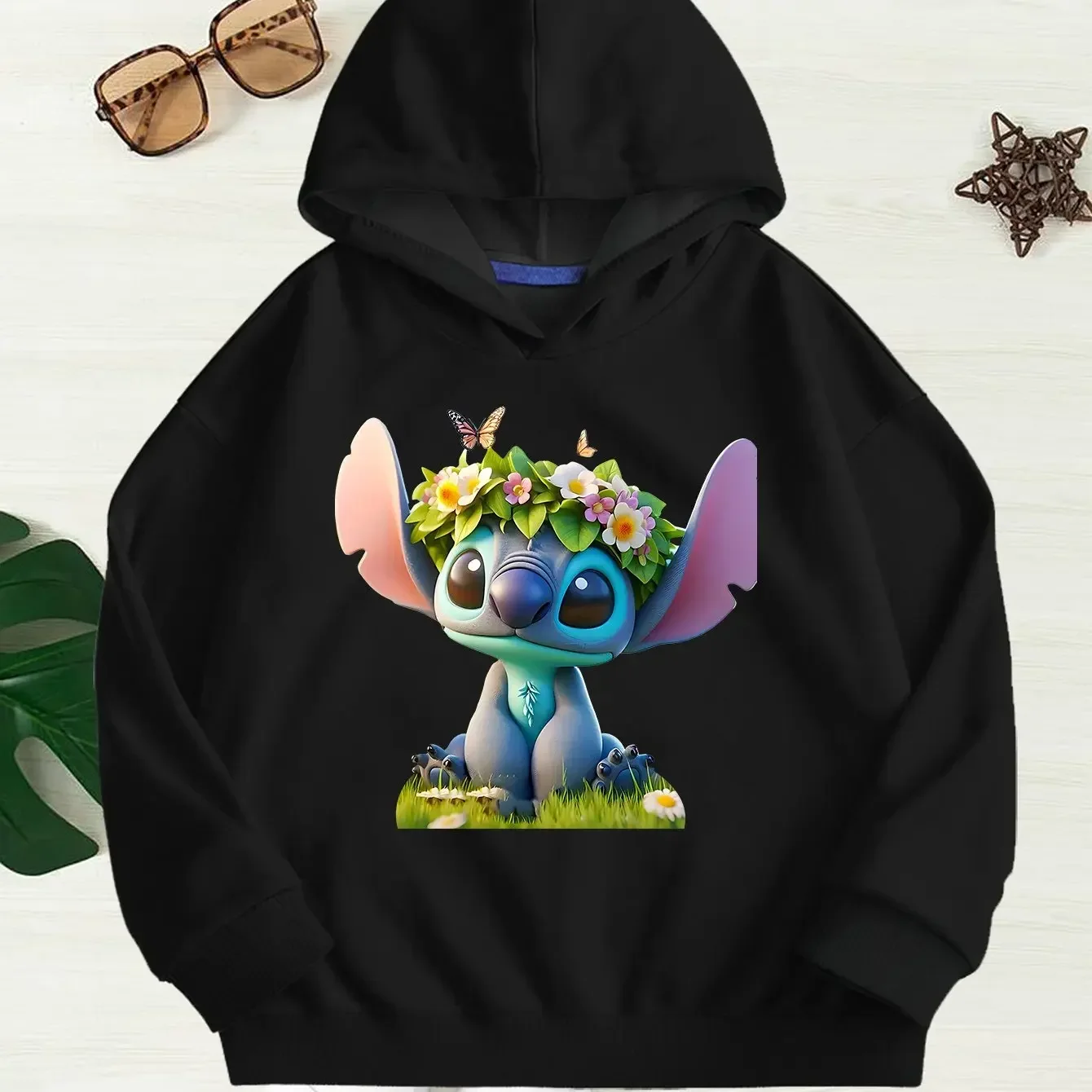 سترة ديزني ستيتش آند ليلو للفتيات مع أنماط كرتونية مشرقة مناسبة لملابس الخريف والشتاء