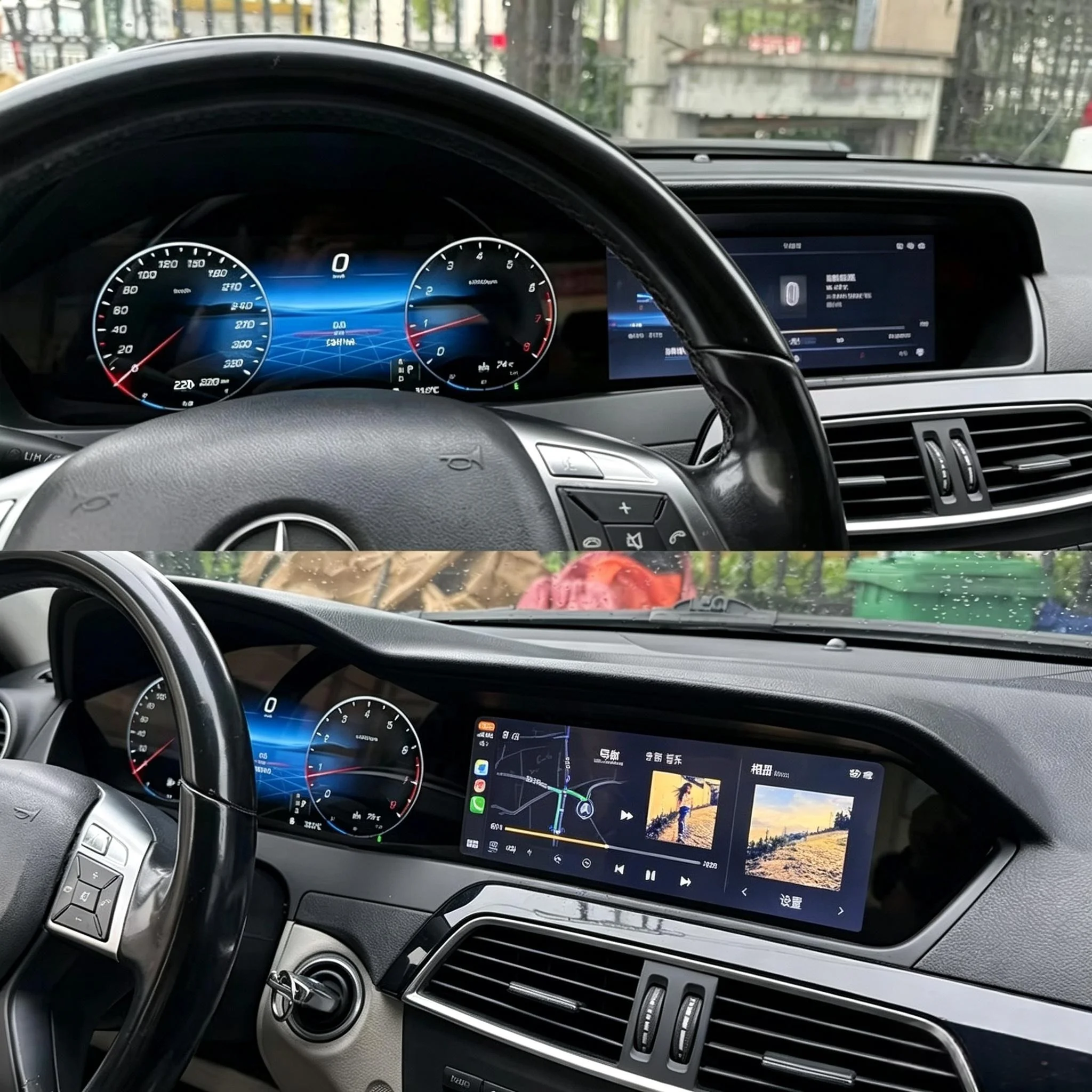 AA Dual HD Touch Screen 12.3 Inch Android 15 Head Unit Wireless CarPlay Car Radio For Mercedes Benz C W204 2011 2012 2013 2014