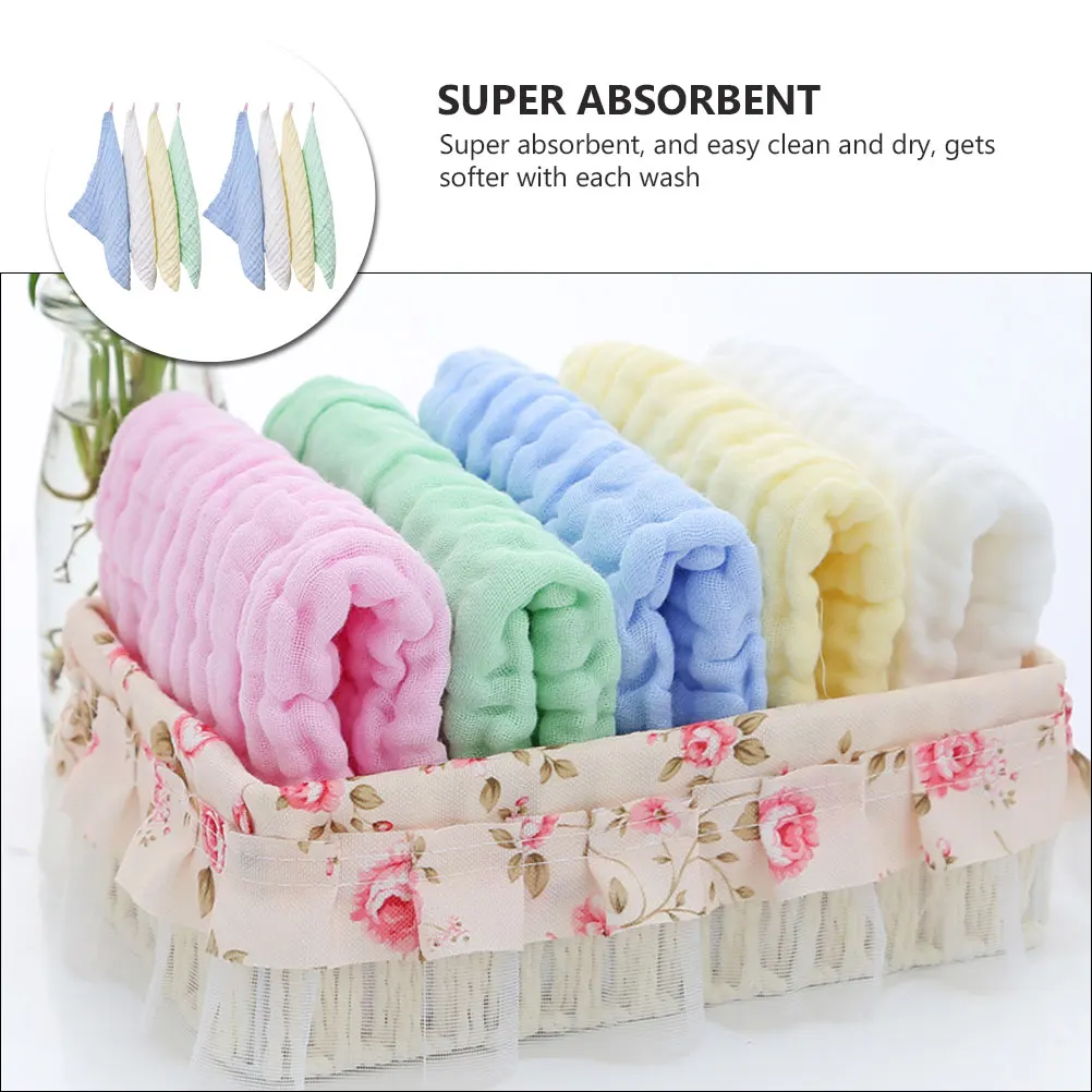 

8 Pcs Baby Towel Cotton Nursing Bath Facial Cleansing Comfortable Washcloth Muslin Absorbent Toddler Cloth Set