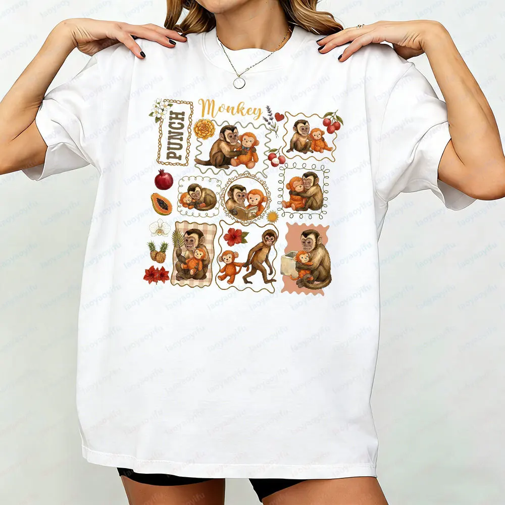 Monkey Punch T Shirt Men Women Unisex  Cute Monkey Graphic Tee Animal Lover Cozy Mom Gift Casual Shirt T Shirts