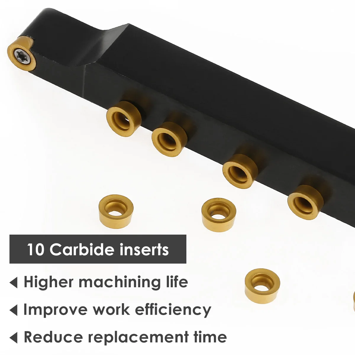 Tool Holder Boring Bar Wrench Including 10 Pcs Carbide Inserts 1 Wrench Professional Tool Holder Indexable Boring Bar Wrench