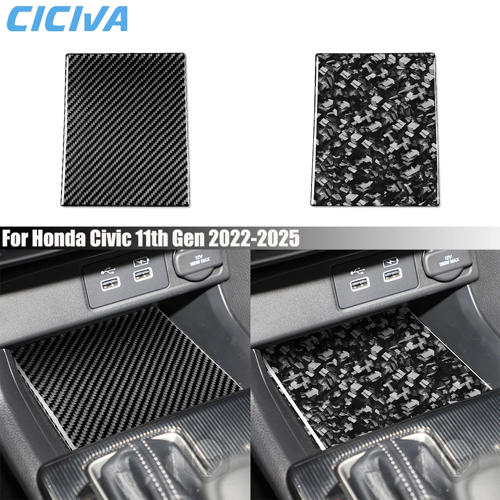 

Carbon Fiber Car Accessories Center Console Storage Cover Stickers Interior Trim For Honda Civic 11th Gen 2022 2023 2024 2025