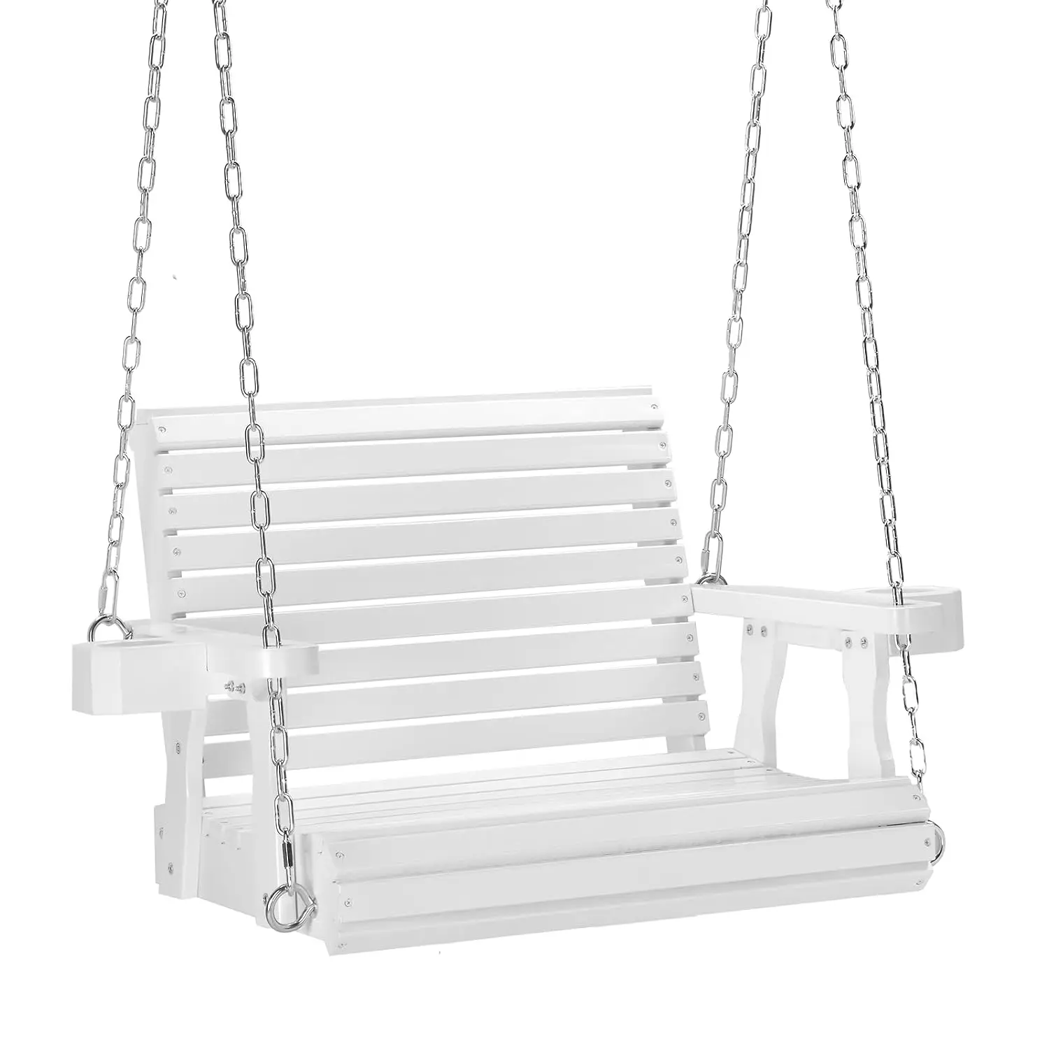 440 LBS Heavy Duty 1-Person Wooden Porch Swing, White