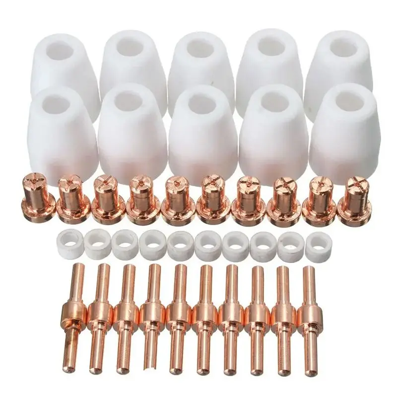 N96R 40PC Air Plasma Cutting Tips For -40 PT-31 Cutter Consumables CUT-40 CUT-50D Electrode Shield Cups