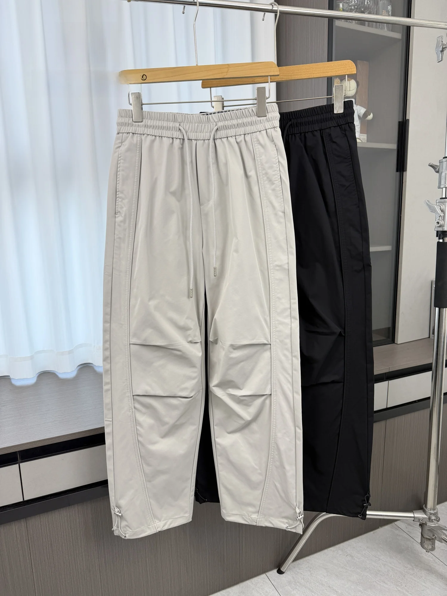 

Functional Wind Resistant Men's Casual Pants Quick Dry Drawstring Elastic Cuffed Knitted Leisure Trousers 3D Tailoring