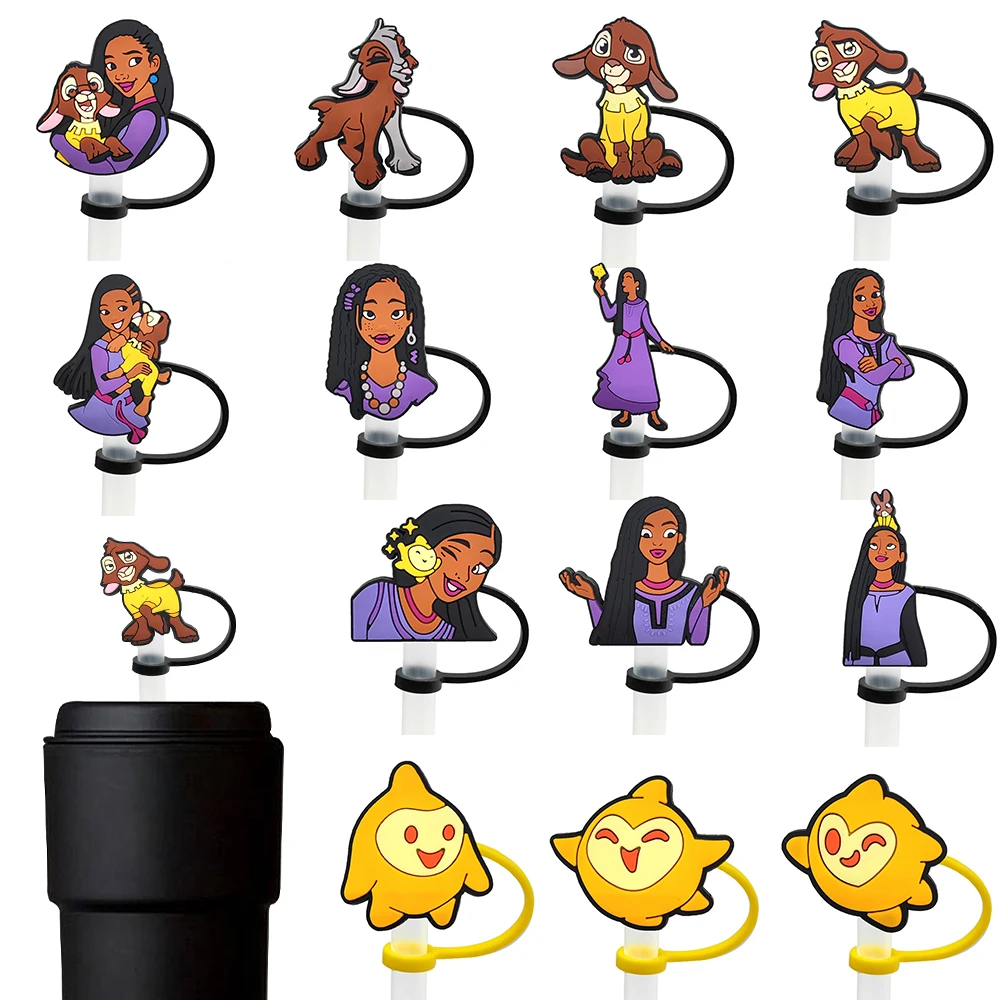 

Miniso Wish Cartoon Straw Cover Cap for Reusable Drinking Dust Cap Glas Cup Accessories,Straw Toppers 10mm Silicone Straw Cover