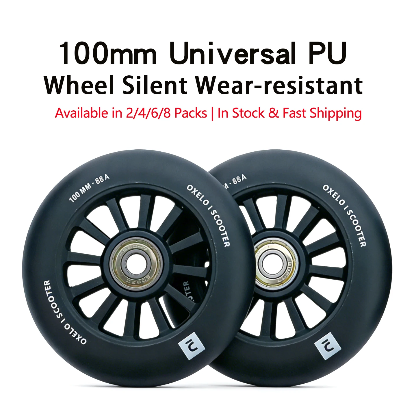 100mm Universal PU Wheels Silent Wear-resistant Non-marking Caster Wheels for Trolley Cart Shelf Toolbox Furniture Replacement