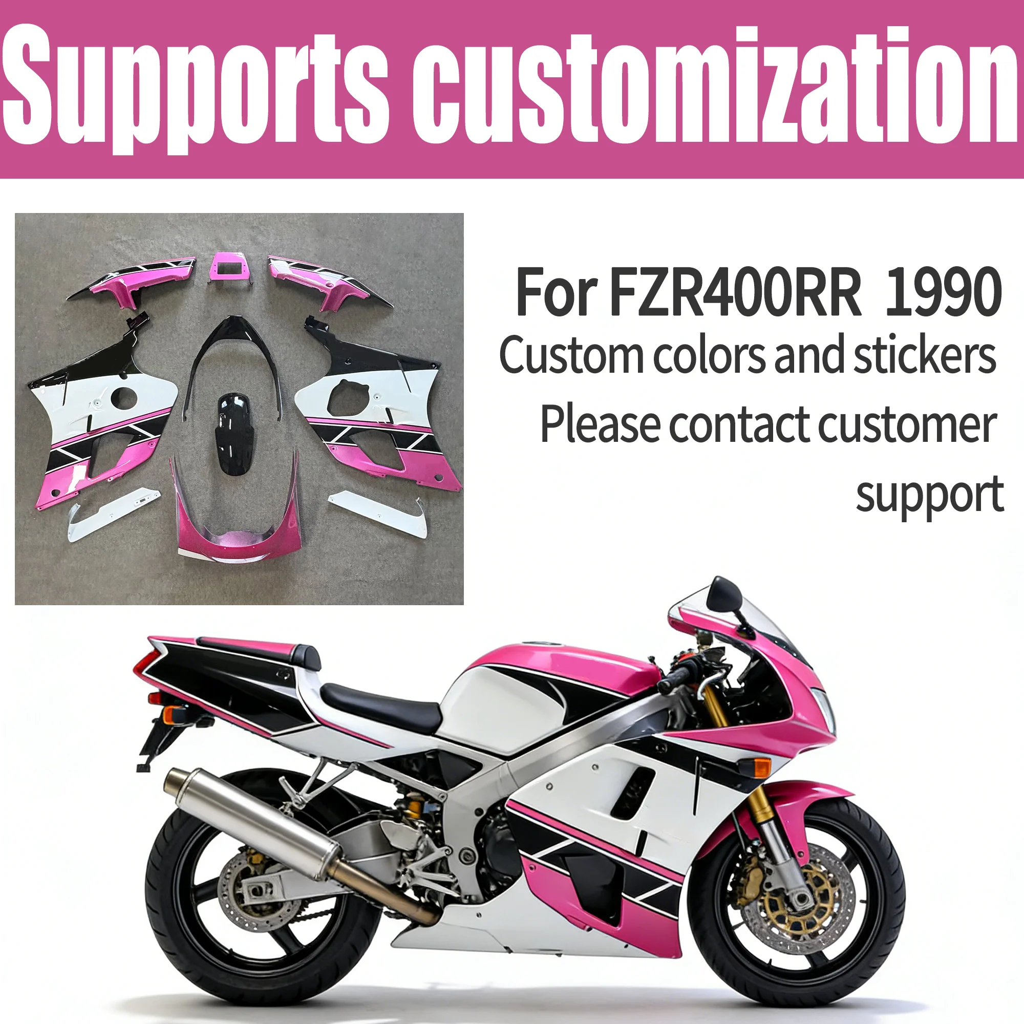 Kit Carene Moto per Yamaha FZR400RR 1989 1990 - Set Completo di Pannelli Carrozzeria FZR 400 RR