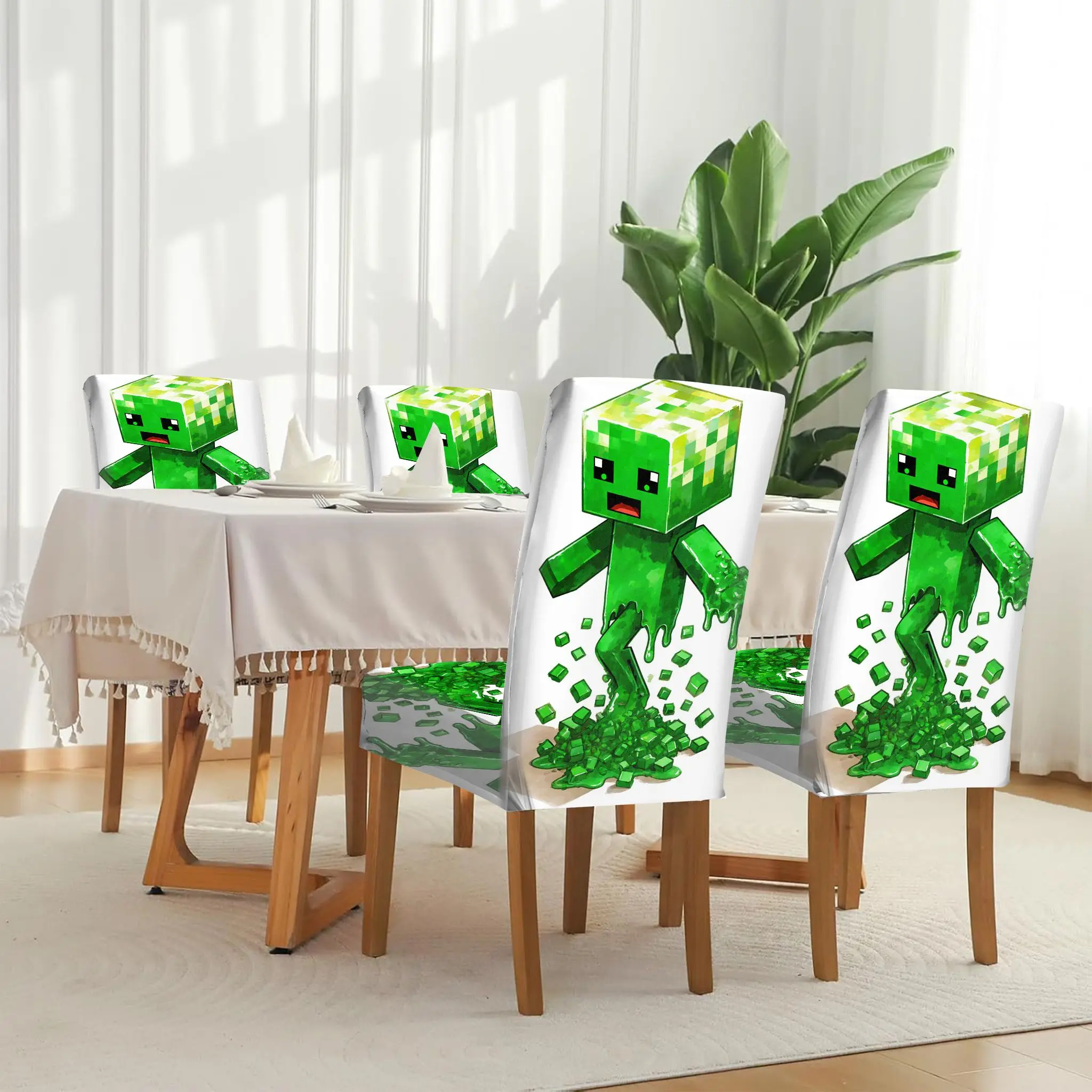 Elastic Dining Chair Cover Mosaic Style Square Villain Model Removable, Washable, Home Dining Chair Cover