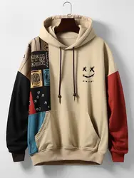 Erkekler için yeni sonbahar Hoodie 3d etnik desen Patchwork baskı uzun kollu kazak moda sokak Hoody kazak boy Tops