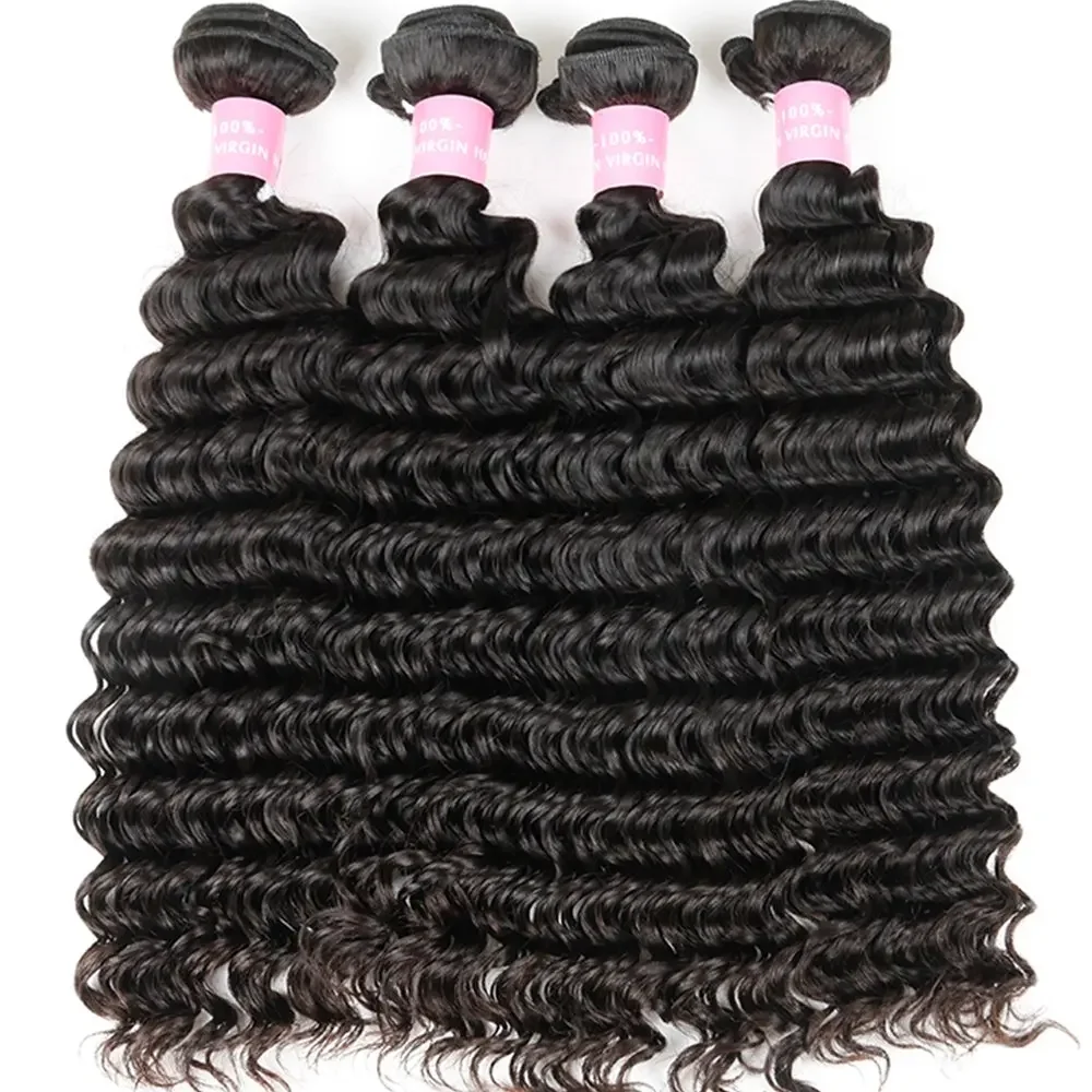 100% Onbewerkte Indiase Remy Human Hair Weave Extensions Deep Wave Hair Bundels Humain 12a Krullend Haar Bundel Deals