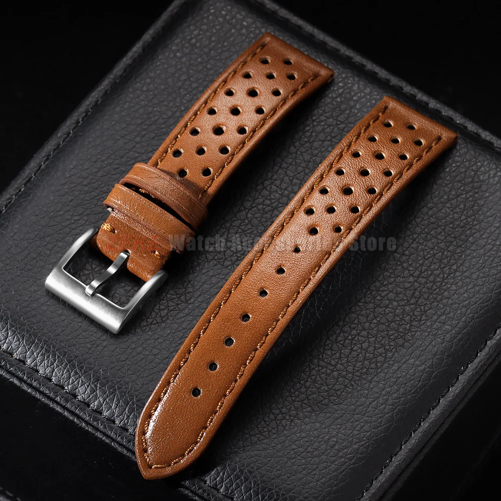 Vintage-Uhrenarmband aus echtem Leder, 18 mm, 20 mm, 22 mm, universell für Herren und Damen, Rindslederarmbänder, atmungsaktives Armband für Seiko Herrenarmband – Detail 17