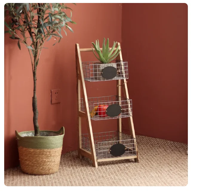Multi layer trapezoidal space saving miscellaneous storage rack ins style living room balcony bedroom