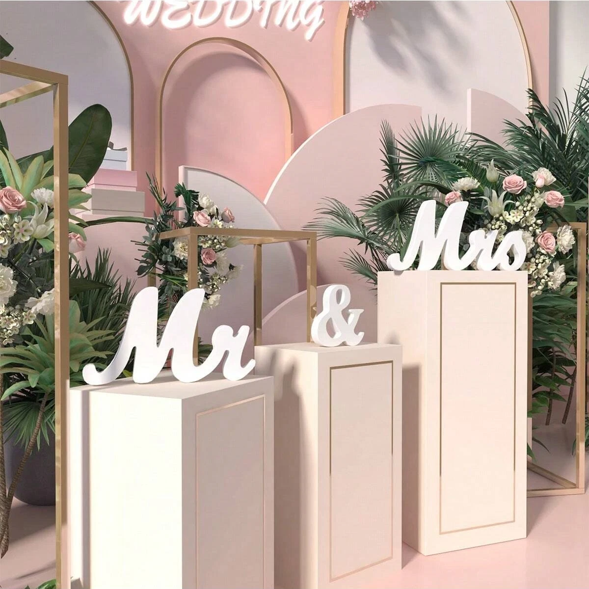 Wooden Letter Wedding Decorations 3D Character Decoration Props for Mr. and Mrs. Wedding Activities Singles Party DIY Decoration