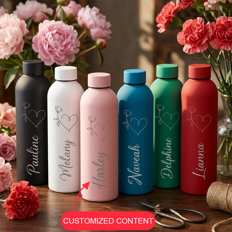 Customized Drink Cups with Name and Logo, Personalized Stainless Steel Coffee Cups, Outdoor Sports Vacuum Flasks
